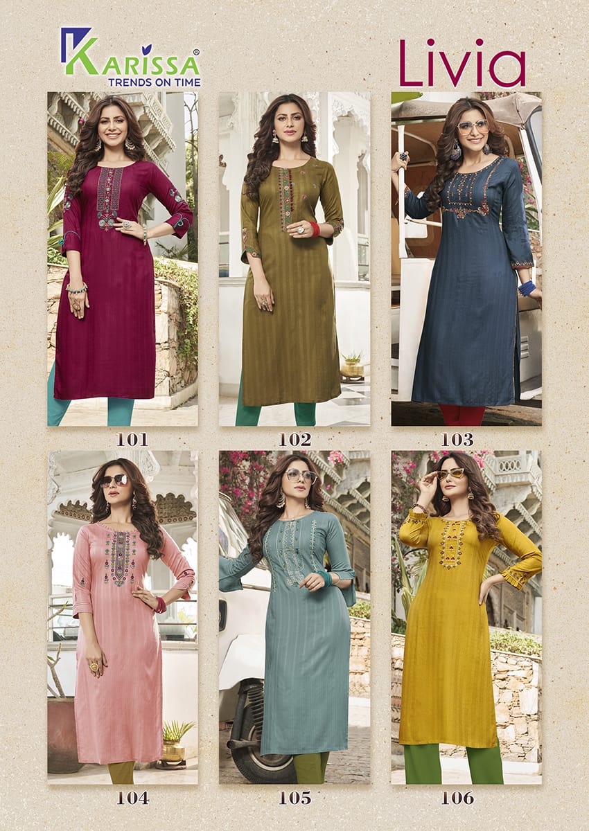 Karissa Livia Heavy Designer Ethnic Wear Rayon Latest Fancy Kurti Collection